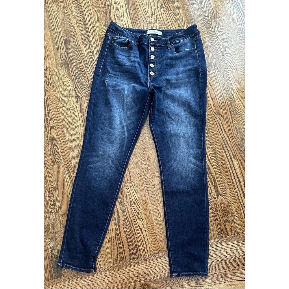 KanCan Women's Blue Jeans Bootcut Mid-Rise Blue Dark Wash Stretch 15/31 W33 L30